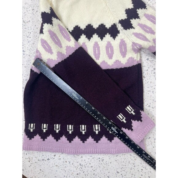 Nurum Women's Small Classic Ragg Wool Elite Sweater Fair Isle Wine Purple Aztec - Picture 7 of 9